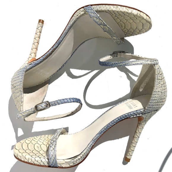 Stuart Weitzman Nudistsong Stiletto Heels Women 6M Ankle Strap Sandal Python - Picture 12 of 14
